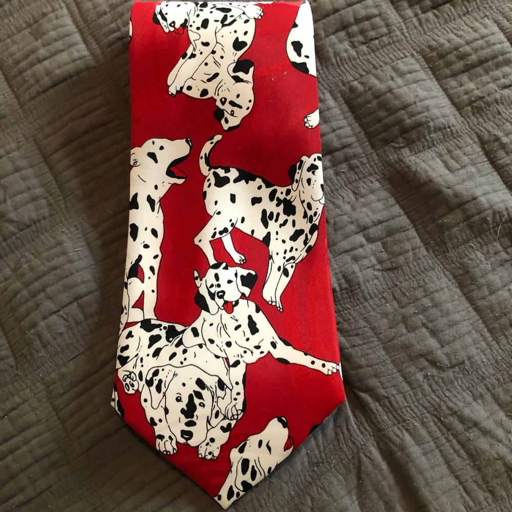 NWOT A. Rogers Red Dalmatian Print Tie